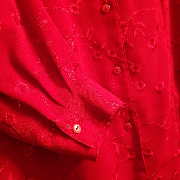 🎳 Bright red Sarah Bentley Embroidered long sleeve blouse XL - Picture 4 of 5